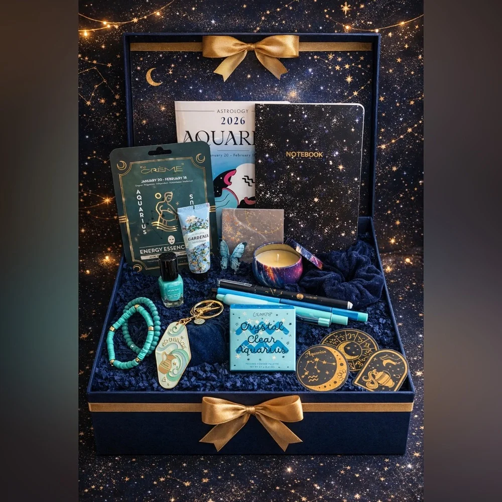 Aquarius Zodiac Self-Care Gift Bundle 💎 Astrology Inspired Gift Set - Picture 1 of 9